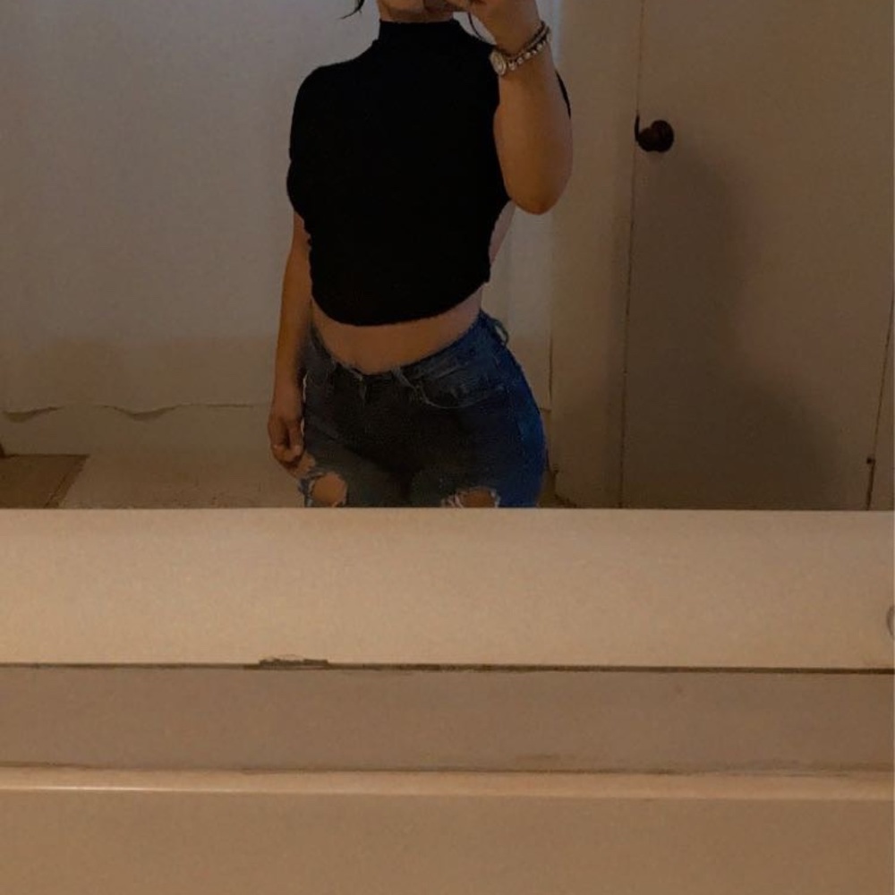 Black high neck  crop top